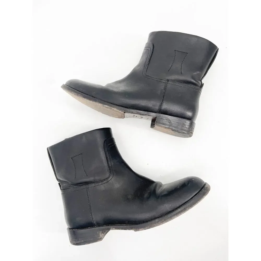 Rag & Bone Holly Black Leather Ankle‎ Boots Size 36.5